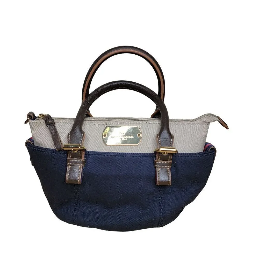 Tommy Hilfiger Small Shopper Handbag Navy Tan